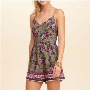 Hollister Floral Aztec Cami Romper Extra Small